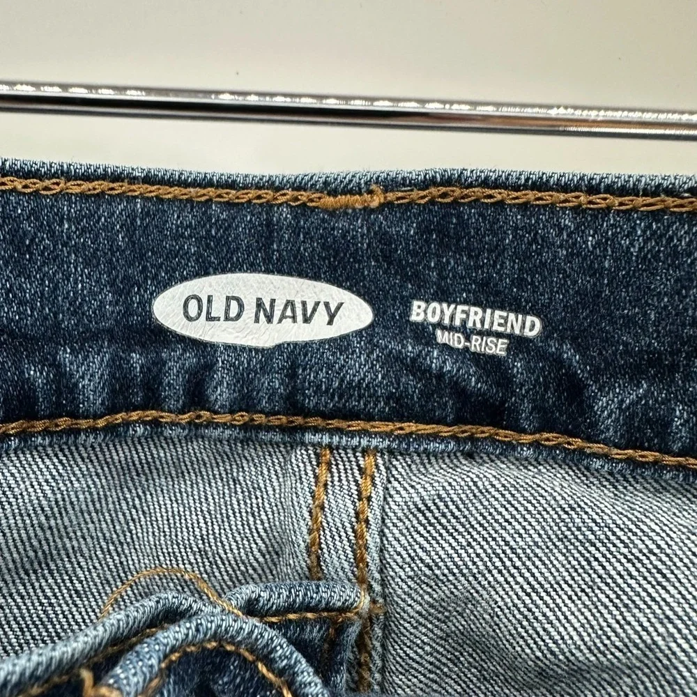 Old Navy Jeans Womens 18‎ Blue Denim Boyfriend Mid-Rise Frayed Hem 5-Pockets